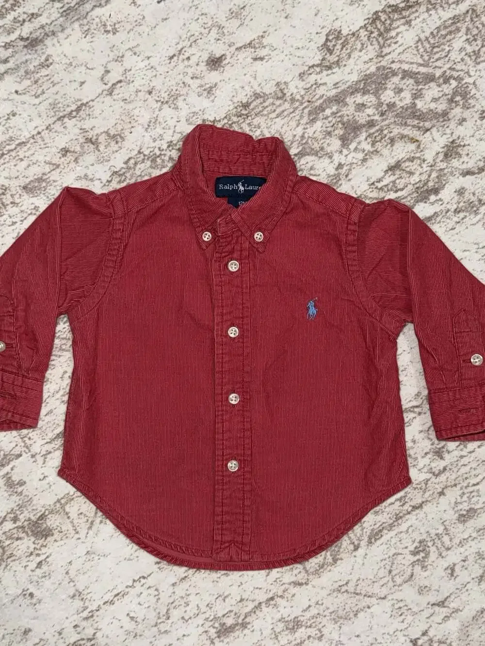 Ralph Lauren Baby Boys Red Corduroy Long Sleeve Button Down Shirt 12M